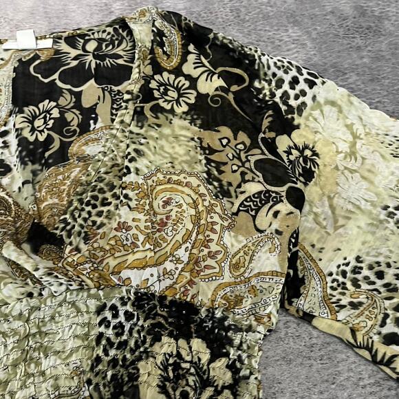 Dressbarn 2000s print boho blouse - Picture 2 of 7